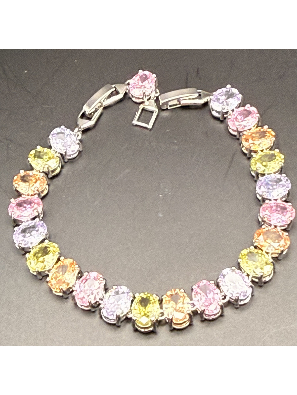 candy+clover elite pastel easter egg oval crystal 18k white gold plated bracelet